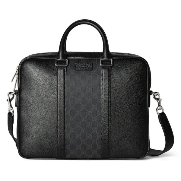 GUCCI MEDIUM GG BRIEFCASE WITH LOGO PLAQUE