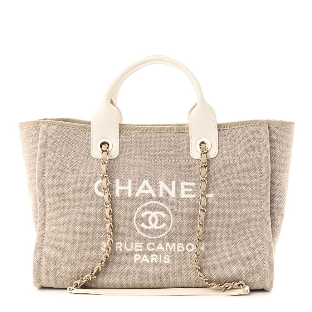Chanel Mixed Fibers Calfskin Deauville Tote Light Grey