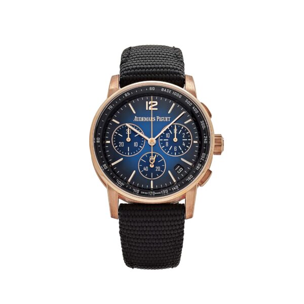 Audemars Piguet Code 11.59 26393OR.OO.A002KB.03 Selfwinding Chronograph Rose Gold Blue Dial