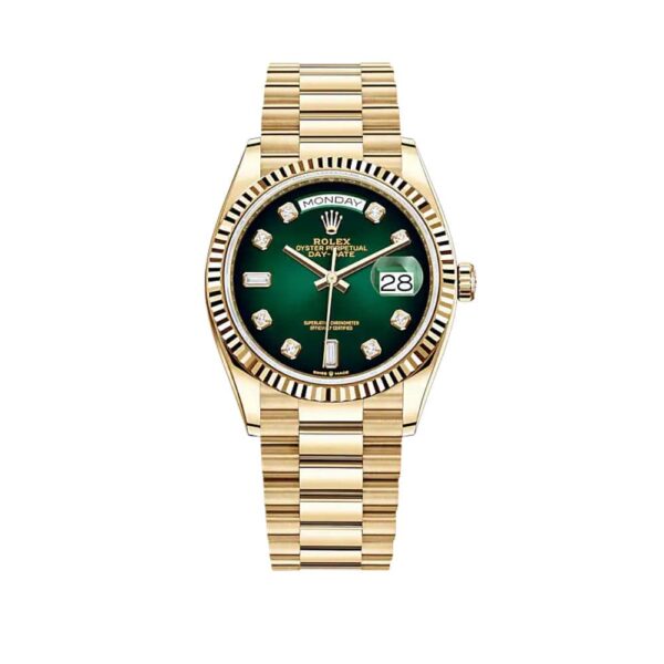 Rolex Day-Date 36 128238 Yellow Gold Green Ombr?? Diamond Dial