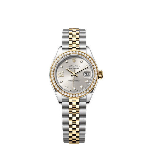 Rolex Lady-Datejust Silver Diamond Dial, Diamond Bezel, Steel & Gold, 279383RBR