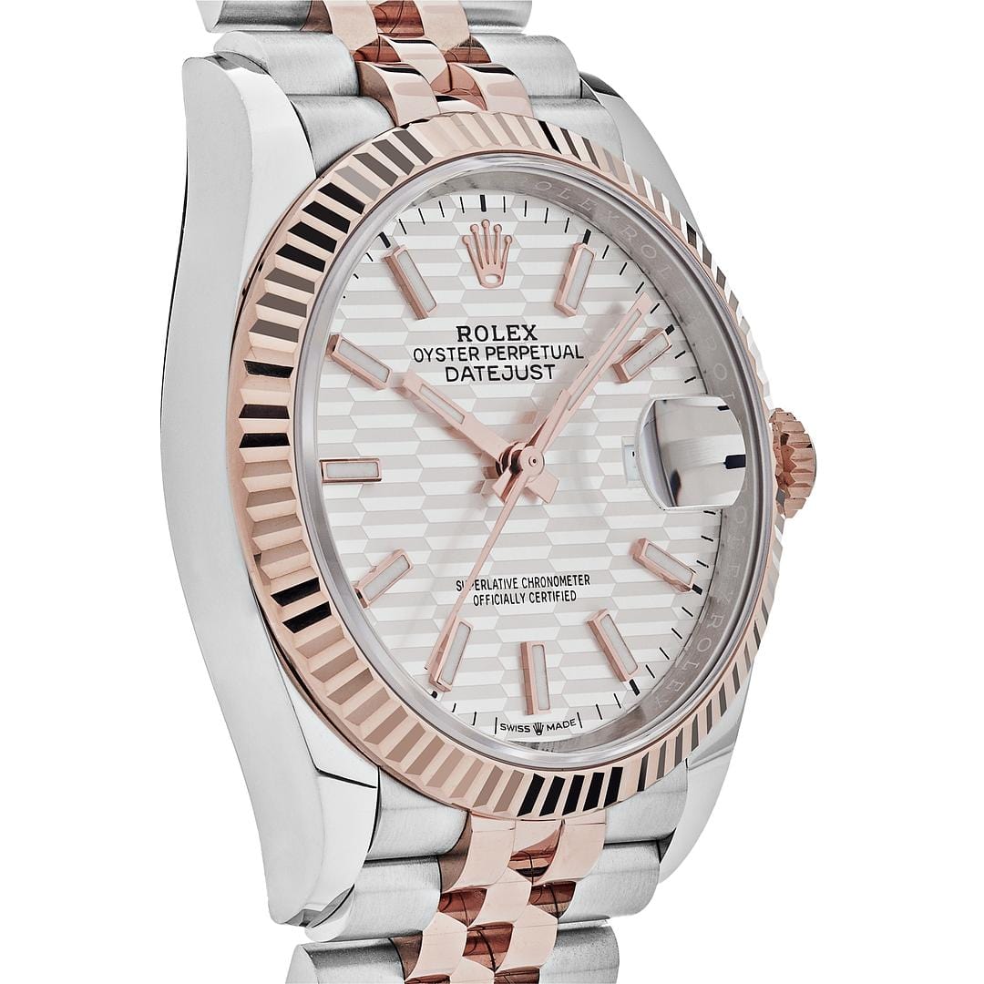 Rolex Datejust 36 126231 Rose Gold Stainless Steel Silver Fluted Motif Dial - 图片 5