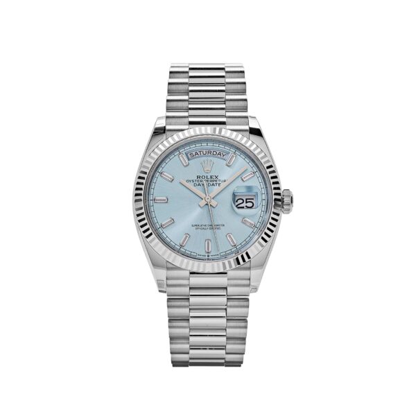 Rolex Day-Date 36 128236 Platinum Ice Blue Baguette Dial