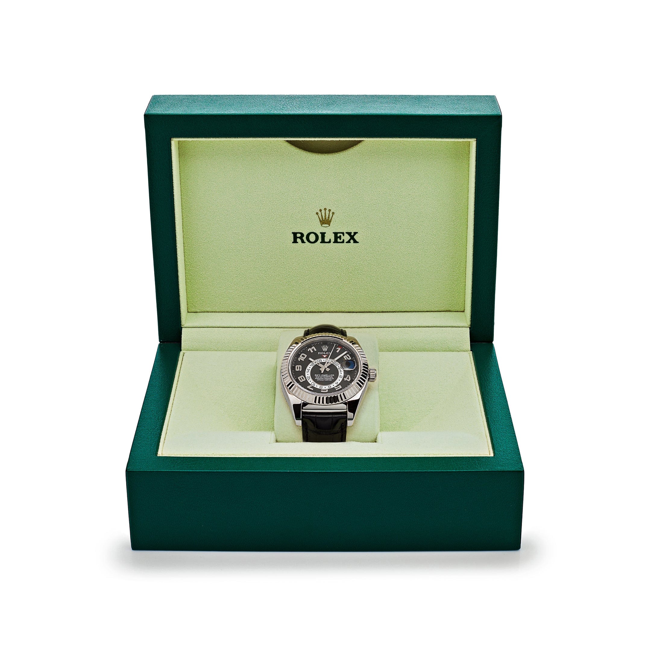 Rolex Sky-Dweller 326139 White Gold Black Dial Leather Strap - 图片 7