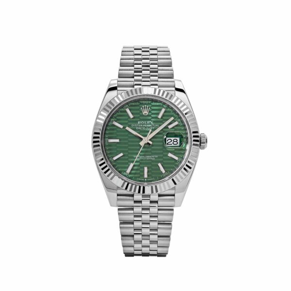 Rolex Datejust 41 126334 Stainless Steel Fluted Motif Green Dial Jubilee