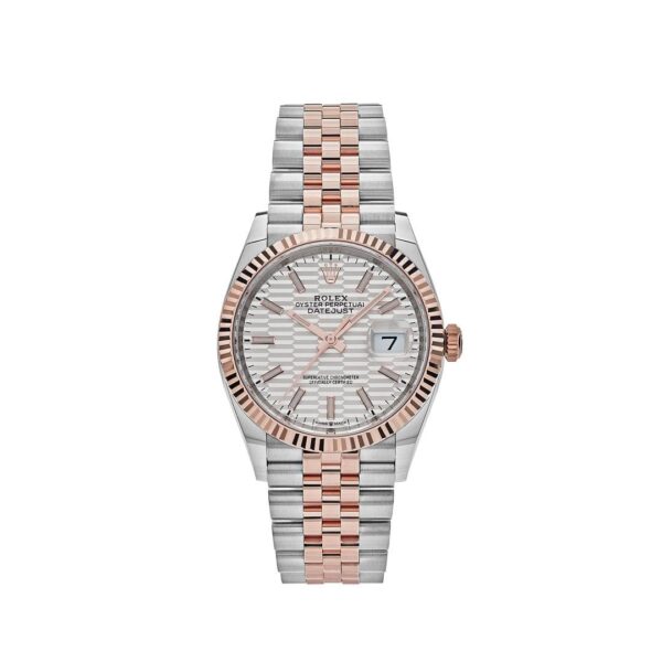 Rolex Datejust 36 126231 Rose Gold Stainless Steel Silver Fluted Motif Dial