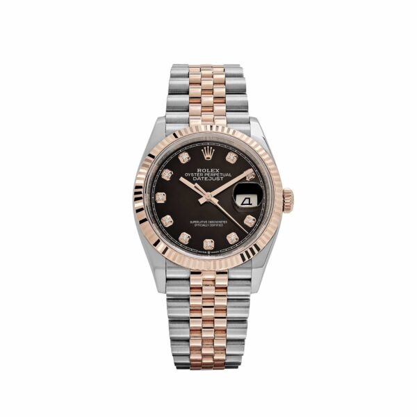 Rolex Datejust 36 126231 Rose Gold Stainless Steel Black Diamond Dial