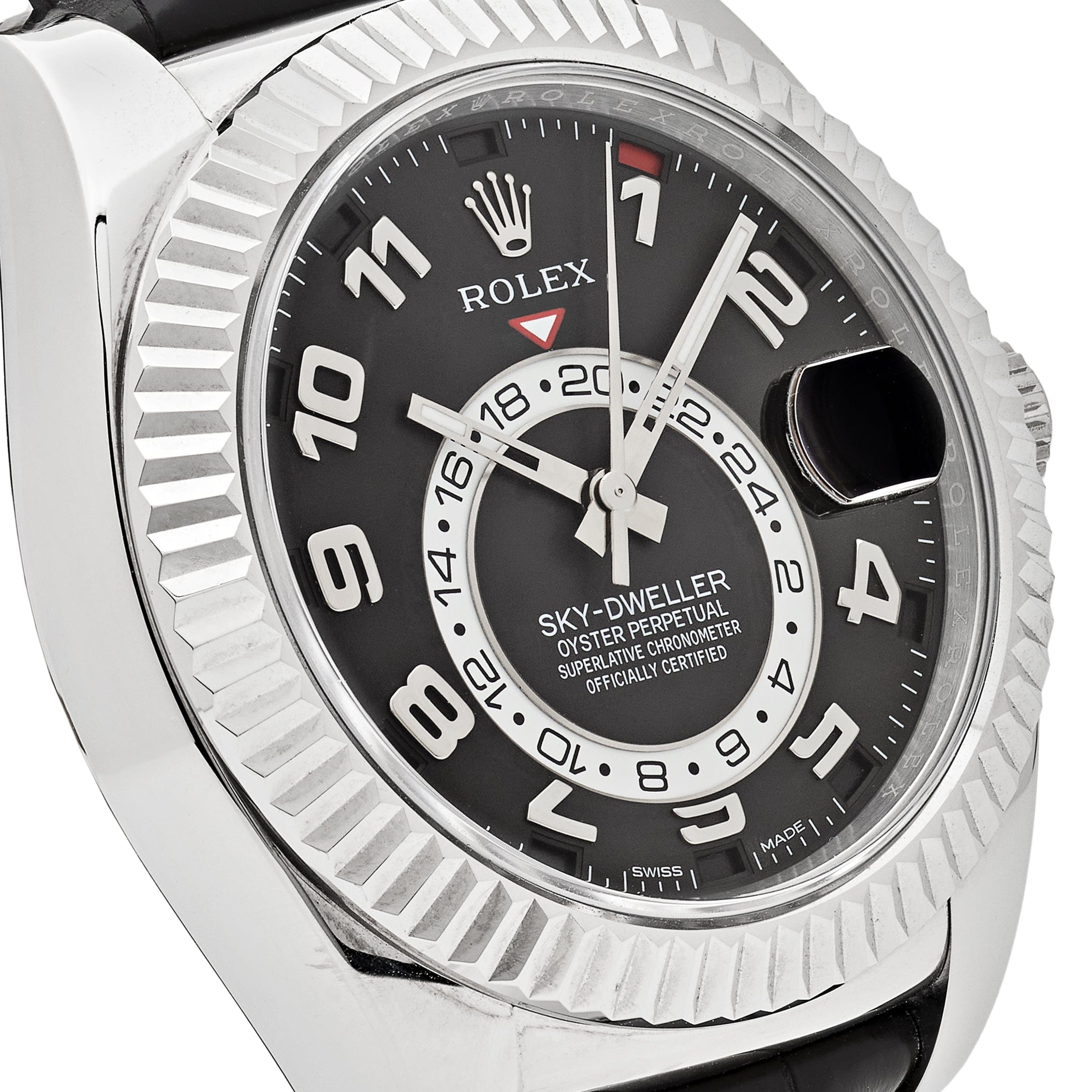 Rolex Sky-Dweller 326139 White Gold Black Dial Leather Strap - 图片 5