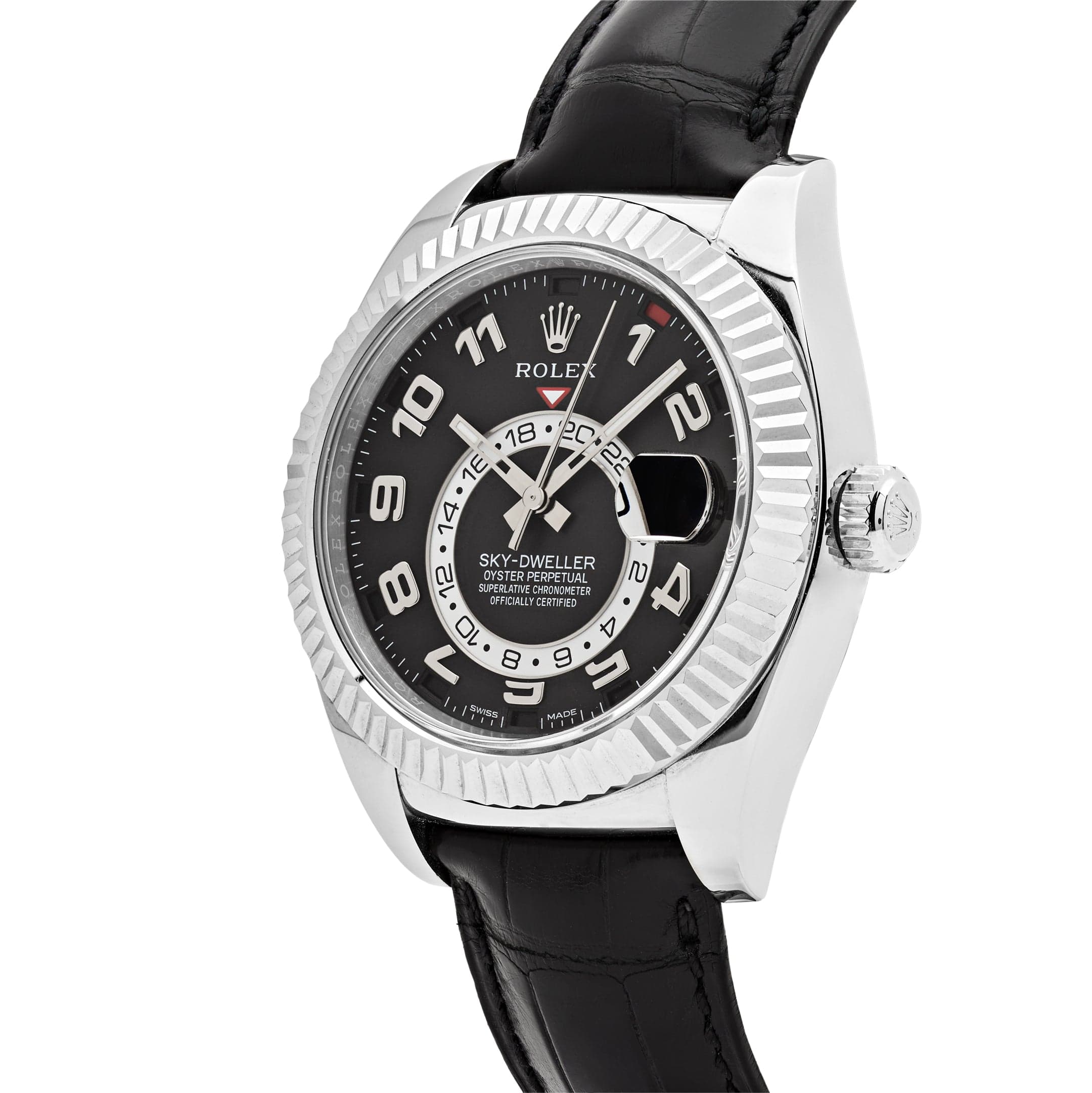 Rolex Sky-Dweller 326139 White Gold Black Dial Leather Strap - 图片 3