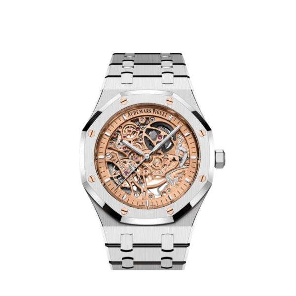 Audemars Piguet Royal Oak 15407ST.OO.1220ST.02 Double Balance Wheel  Stainless Steel Openworked Pink Gold-Toned Dial 41mm