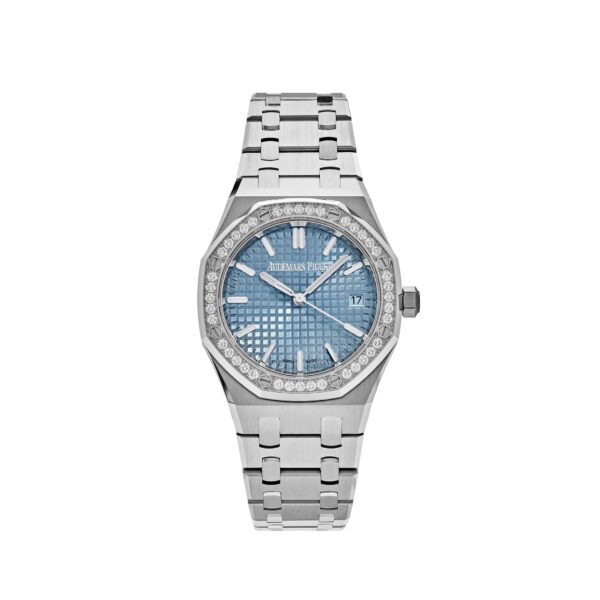 Audemars Piguet Royal Oak 77451ST.ZZ.1361ST.01 ‘Ladies’ Selfwinding ’50th Anniversary’ Stainless Steel Light Blue Dial Diamond Bezel (2023)