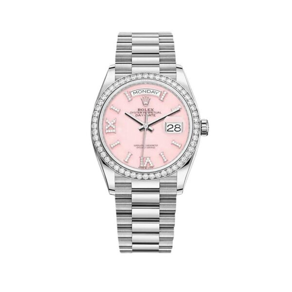 Rolex Day-Date 36 128349RBR White Gold Diamond Bezel Pink Diamond Dial (2020)