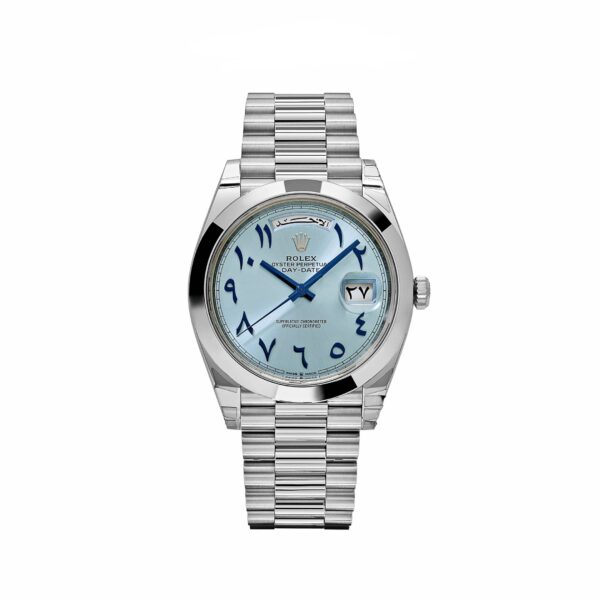 Rolex Day-Date 40 228206  Platinum Ice Blue Arabic Dial Smooth Dial