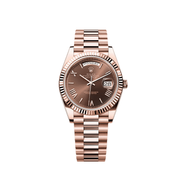 Rolex Day-Date 40 228235 Rose Gold Chocolate Roman Dial (2024)
