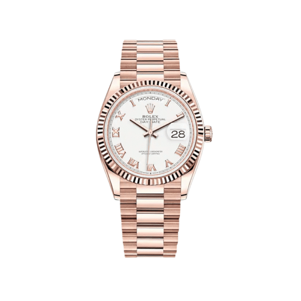 Rolex Day-Date 36 128235 Rose Gold White Dial
