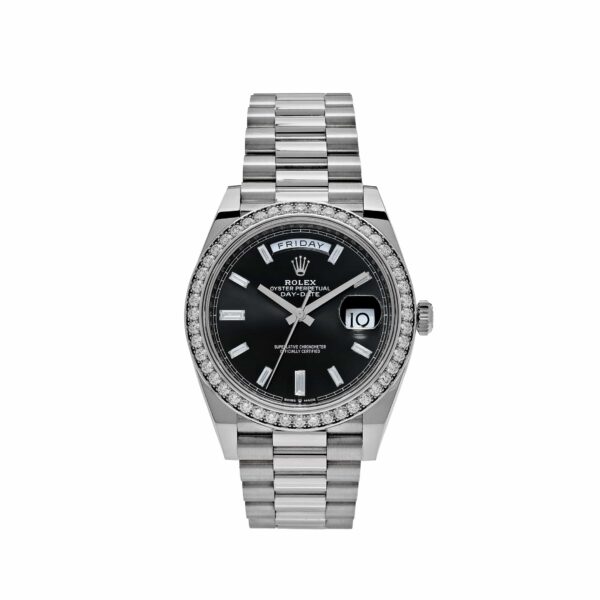 Rolex Day-Date 40 228349RBR White Gold Diamond Bezel Black Dial (2024)