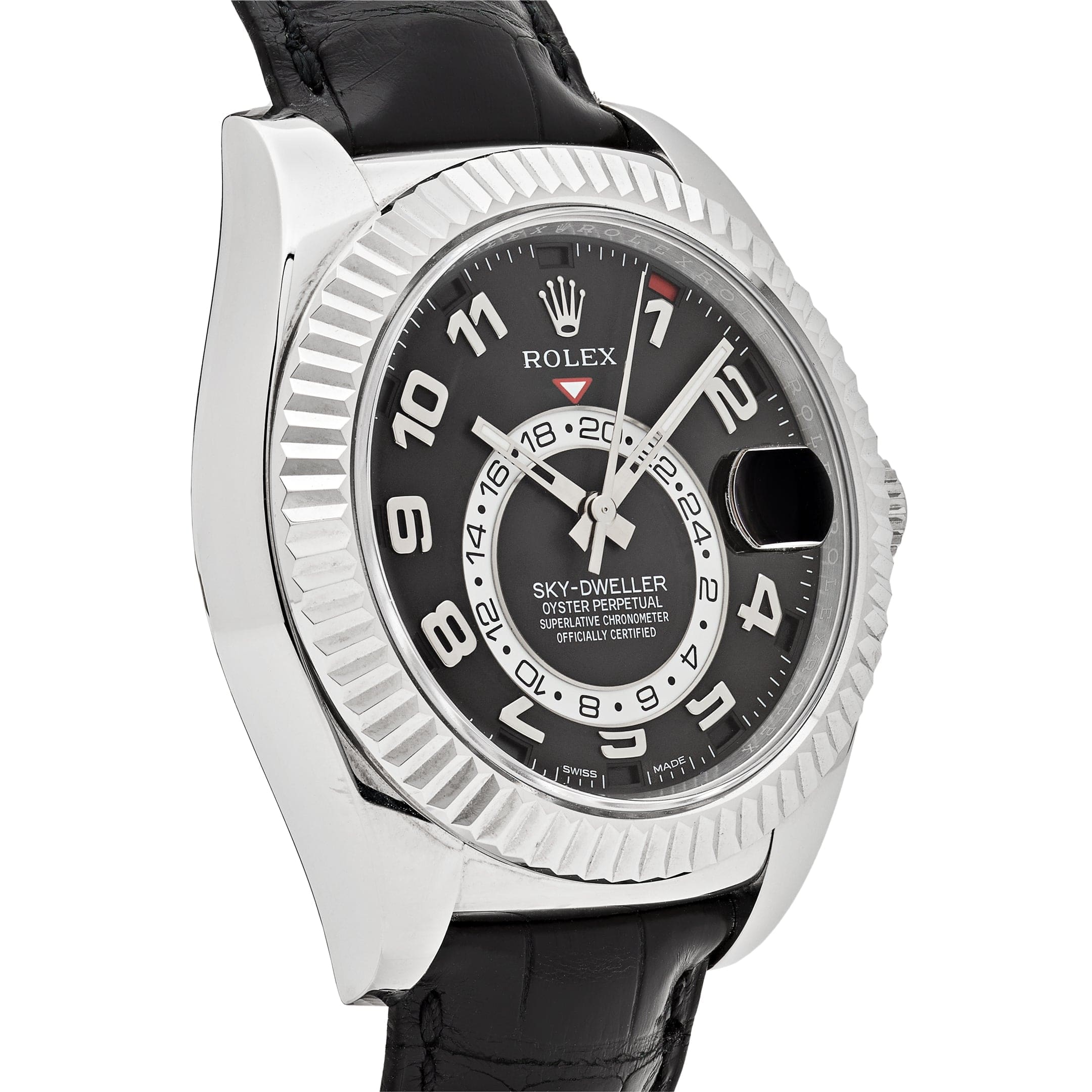 Rolex Sky-Dweller 326139 White Gold Black Dial Leather Strap - 图片 4