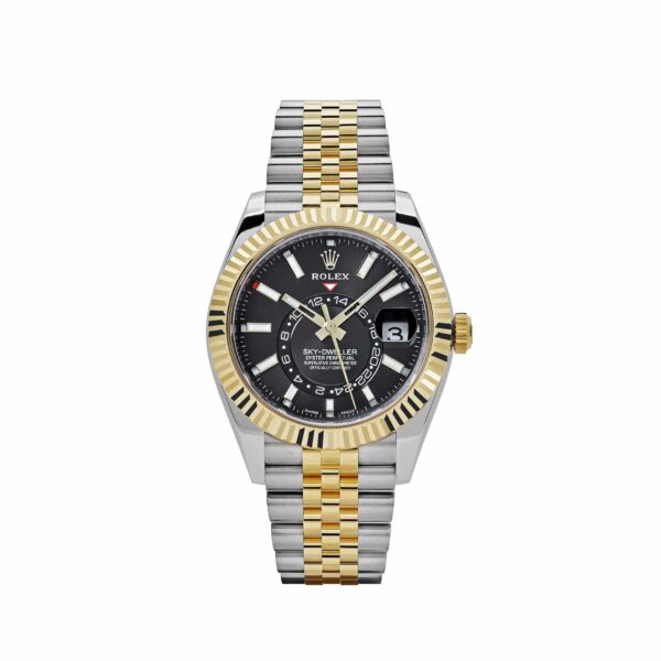 Rolex Sky-Dweller 326933 Stainless Steel Yellow Gold Jubilee Black Dial
