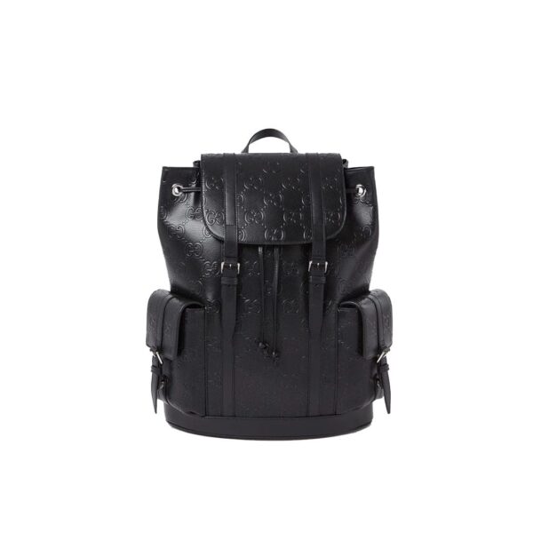 Gucci GG Leather Logo Embossed Backpack